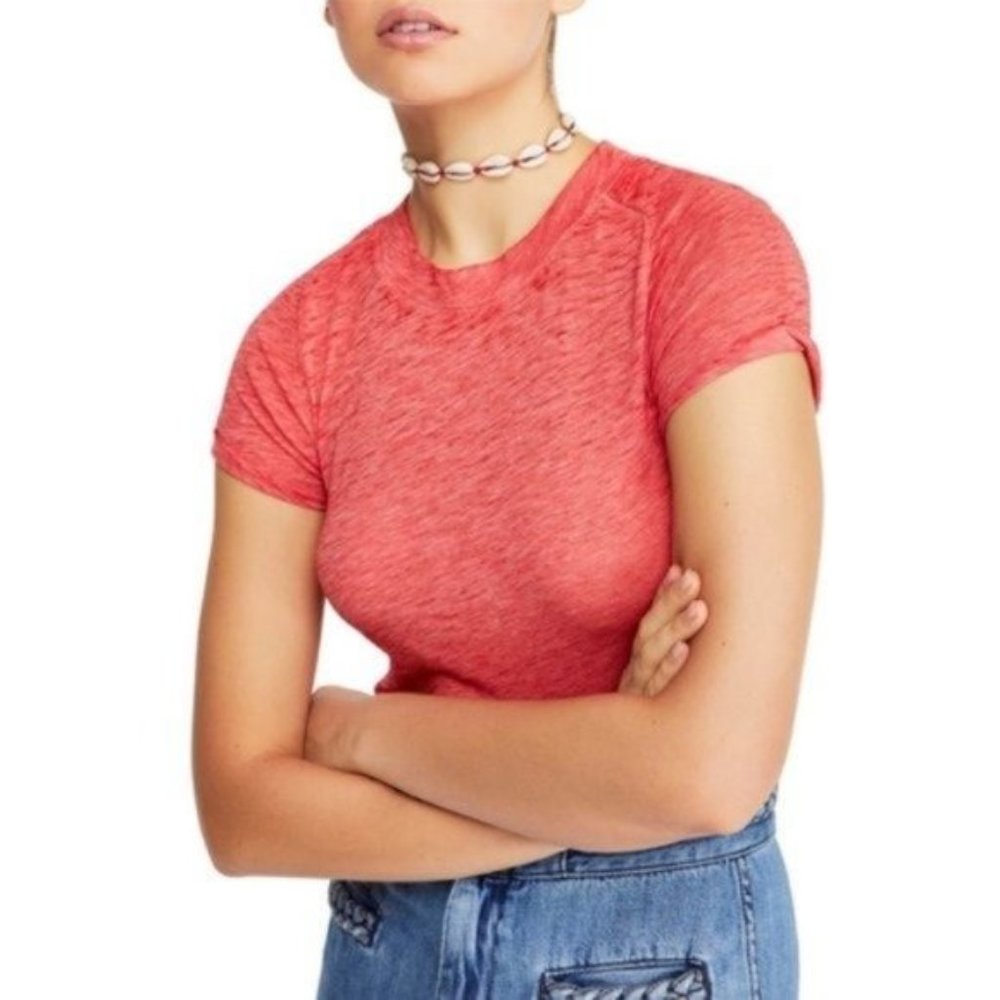 2/&25 🟣 Free People Pink Night Sky Short Sleeve Shirt